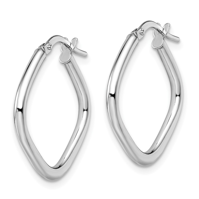 10K White Gold Polished Square Hoop Earrings