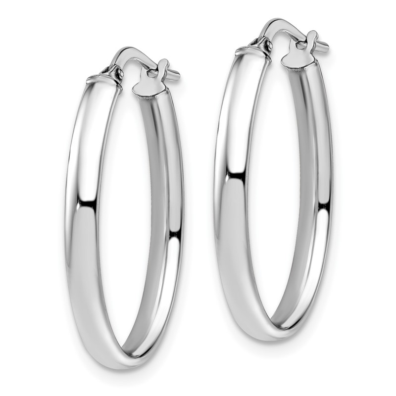 10K White Gold Polished Oval Hoop Earrings
