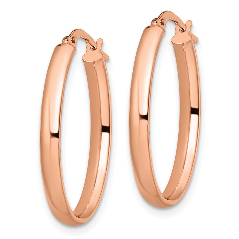 10K Rose Gold Polished Oval Hoop Earrings