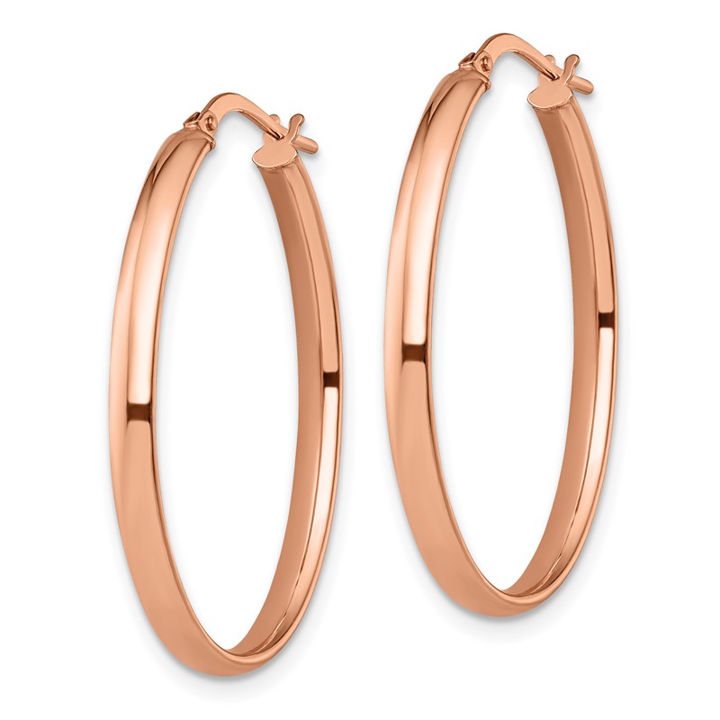 10K Rose Gold Polished Oval Hoop Earrings
