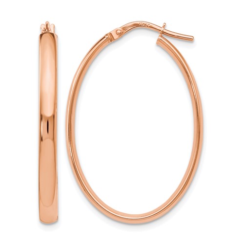 10K Rose Gold Polished Oval Hoop Earrings