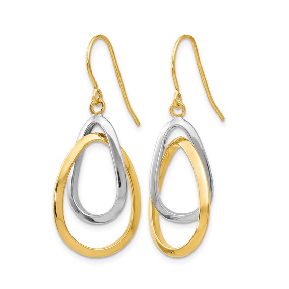 Leslie's 10K Two-tone Polished Shepherd Hook Dangle Earrings