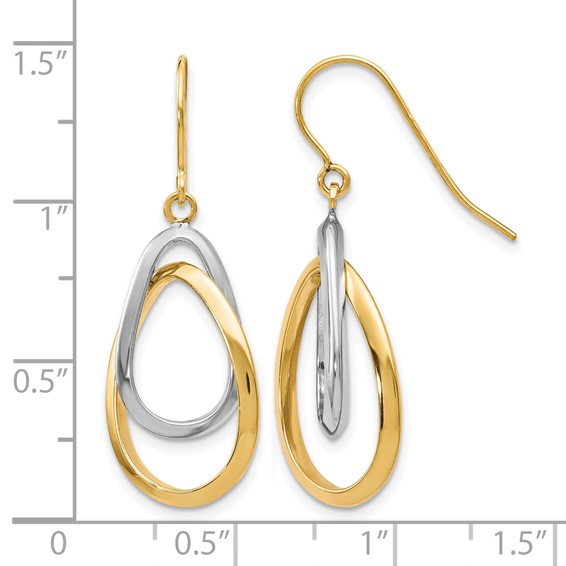 Leslie's 10K Two-tone Polished Shepherd Hook Dangle Earrings