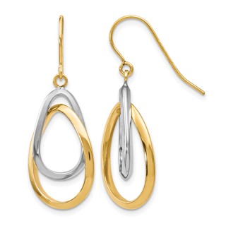 Leslie's 10K Two-tone Polished Shepherd Hook Dangle Earrings