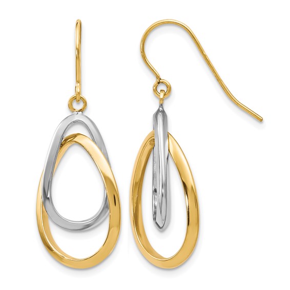 Leslie's 10K Two-tone Polished Shepherd Hook Dangle Earrings