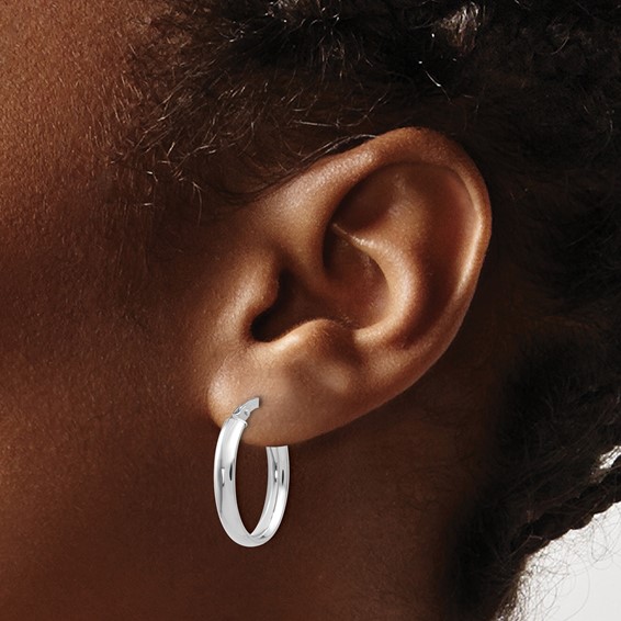 Leslie's 10K Polished White Gold Hoop Earrings