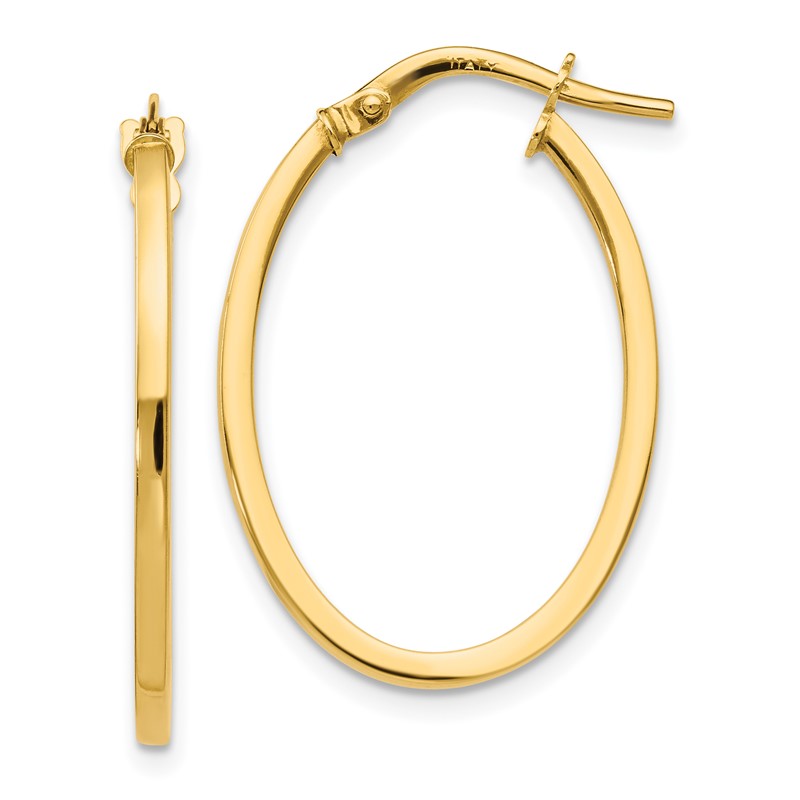 10K Polished Oval Hoop Earrings