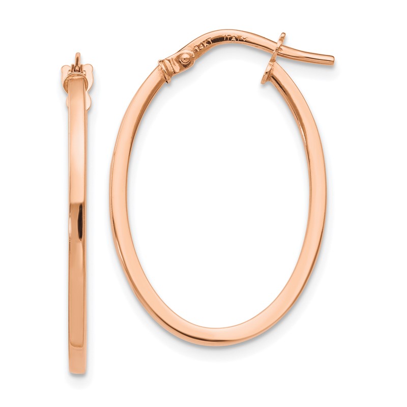 10K Rose Gold Polished Oval Hoop Earrings