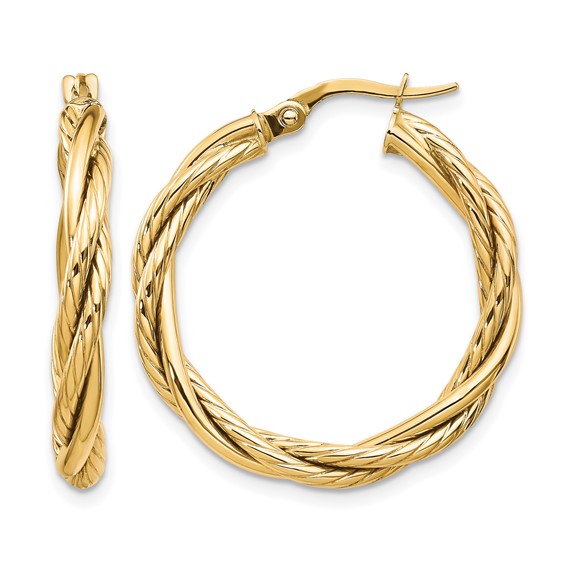 Leslie's 10K Polished Twisted Hoop Earrings
