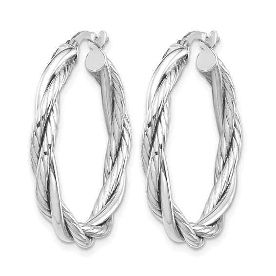 Leslie's 10K White Gold Polished Twisted Hoop Earrings