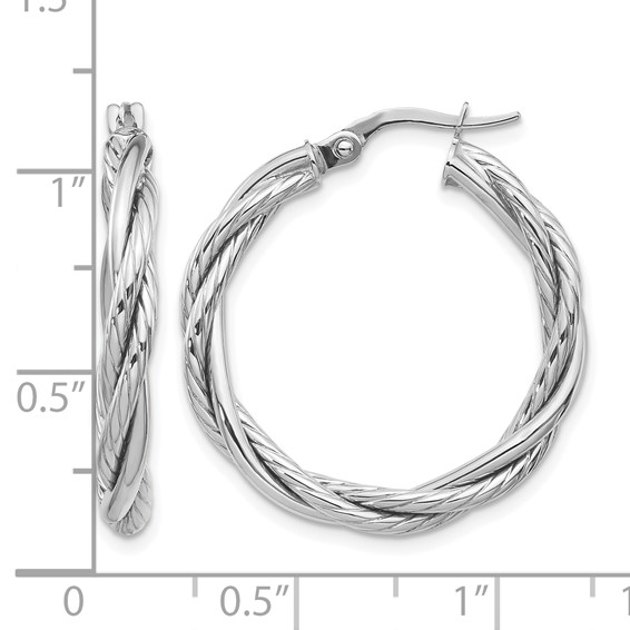 Leslie's 10K White Gold Polished Twisted Hoop Earrings