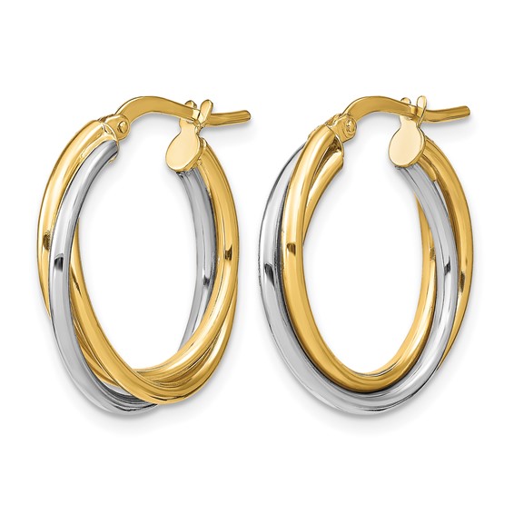 Leslie's 10K with Rhodium Polished Hoop Earrings