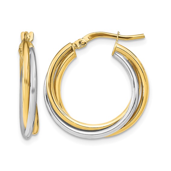 Leslie's 10K with Rhodium Polished Hoop Earrings