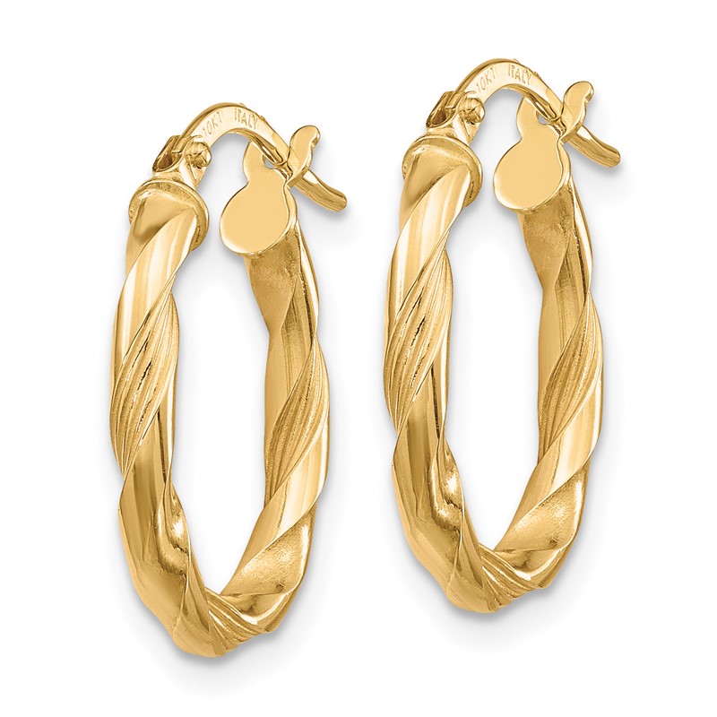 10K Polished and Textured Hoop Earrings
