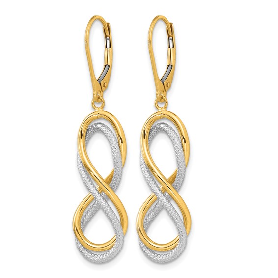 Leslie's 10K w/ White Rhodium Polished Textured Infinity Leverback Earrings
