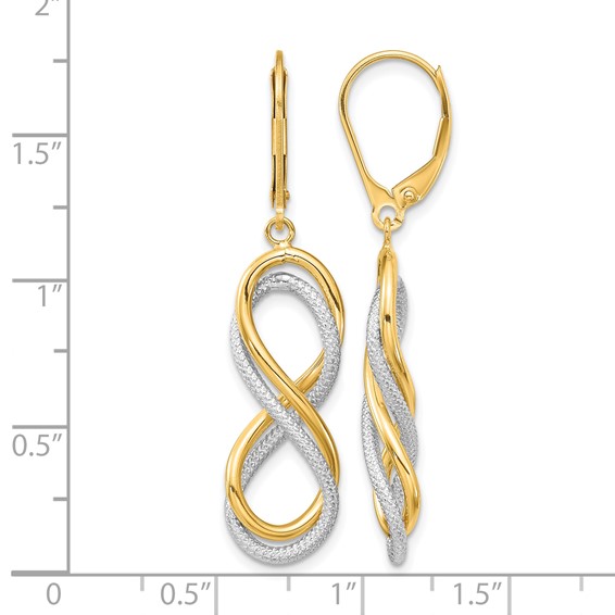 Leslie's 10K w/ White Rhodium Polished Textured Infinity Leverback Earrings