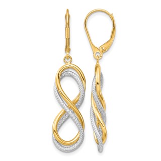 Leslie's 10K w/ White Rhodium Polished Textured Infinity Leverback Earrings