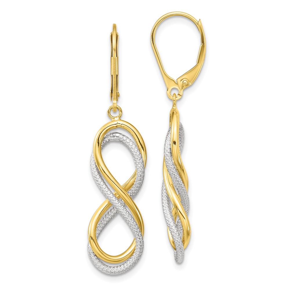 Leslie's 10K Two-tone Polished Textured Infinity Leverback Earrings