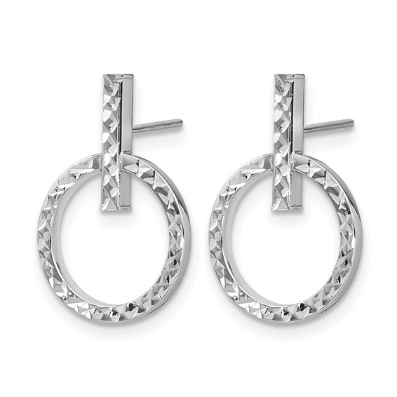Leslie's 10K with White Rhodium Plating Polished D/C Post Dangle Earrings