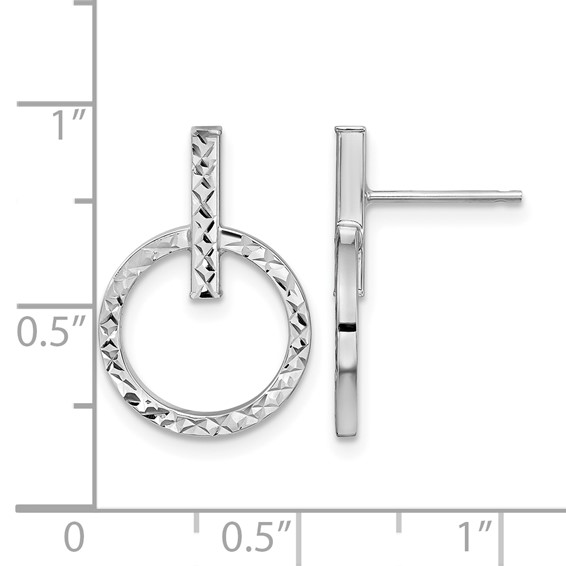 Leslie's 10K with White Rhodium Plating Polished D/C Post Dangle Earrings