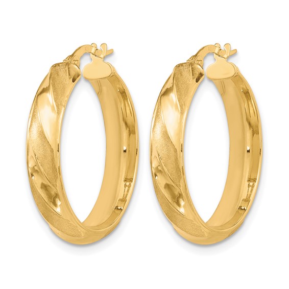 Leslie's 10K Polished Textured Twisted Hoop Earrings