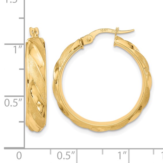 Leslie's 10K Polished Textured Twisted Hoop Earrings