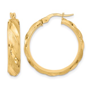 Leslie's 10K Polished Textured Twisted Hoop Earrings