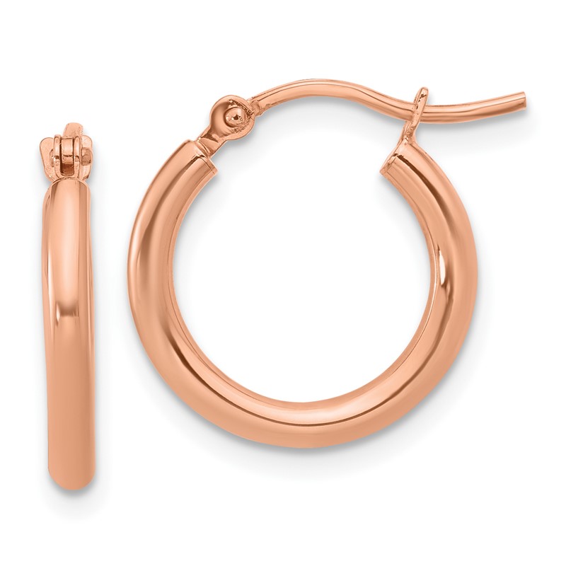 10K Rose Gold Polished Hinged Hoop Earrings