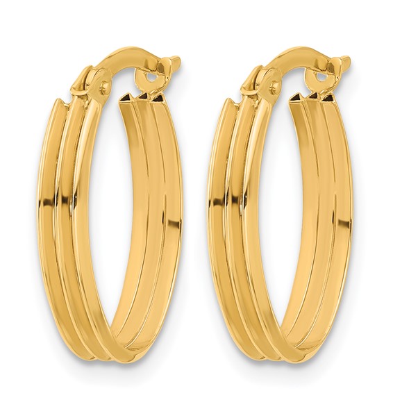 Leslie's 10K Polished and Grooved Oval Hoop Earrings