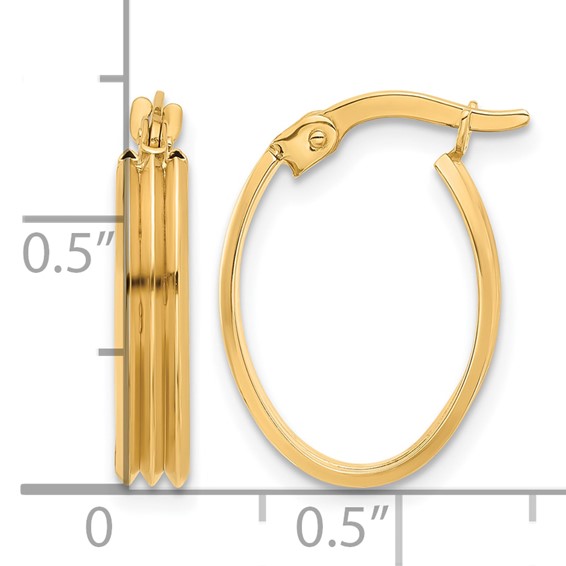 Leslie's 10K Polished and Grooved Oval Hoop Earrings