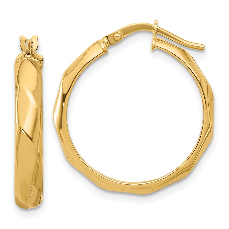 10K Polished Twisted Round Hoop Earrings