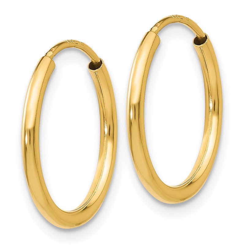 10k 1.2mm Polished Round Endless Hoop Earrings