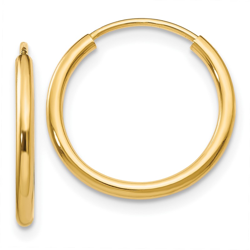 10k 1.2mm Polished Round Endless Hoop Earrings