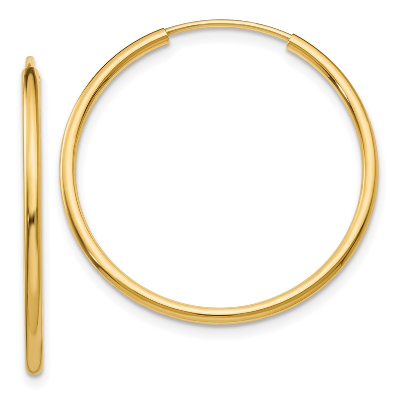 10k 1.2mm Polished Round Endless Hoop Earrings