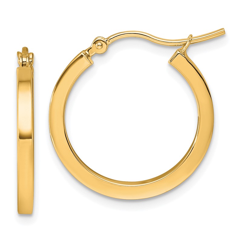 10k 2mm Square Tube Hoop Earrings