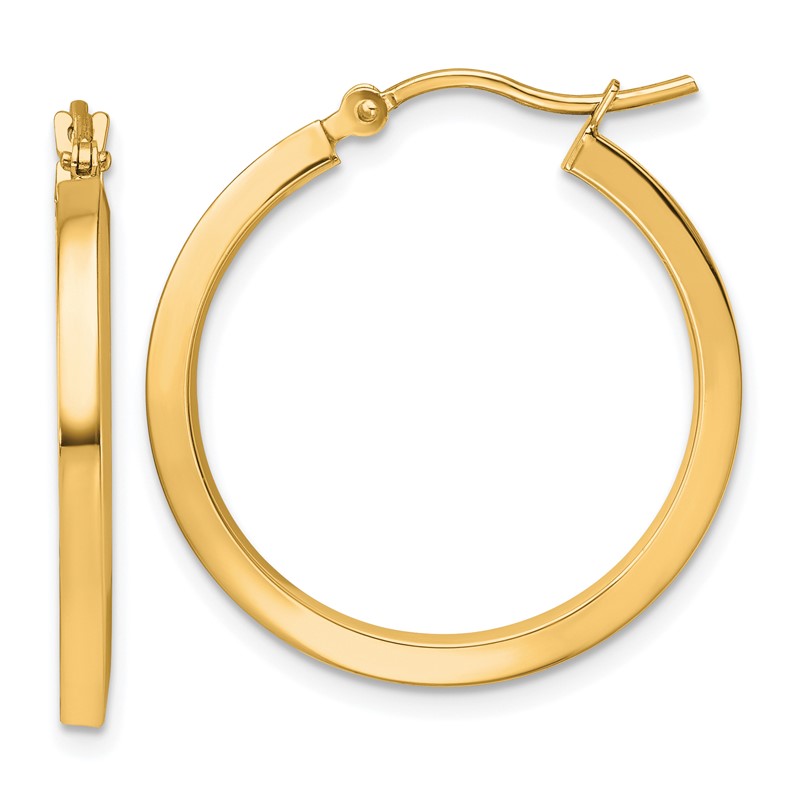 10k 2mm Square Tube Hoop Earrings