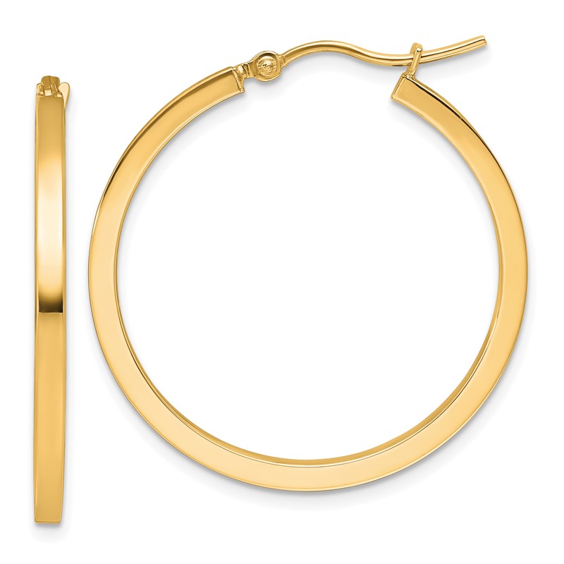 10k 2mm Square Tube Hoop Earrings