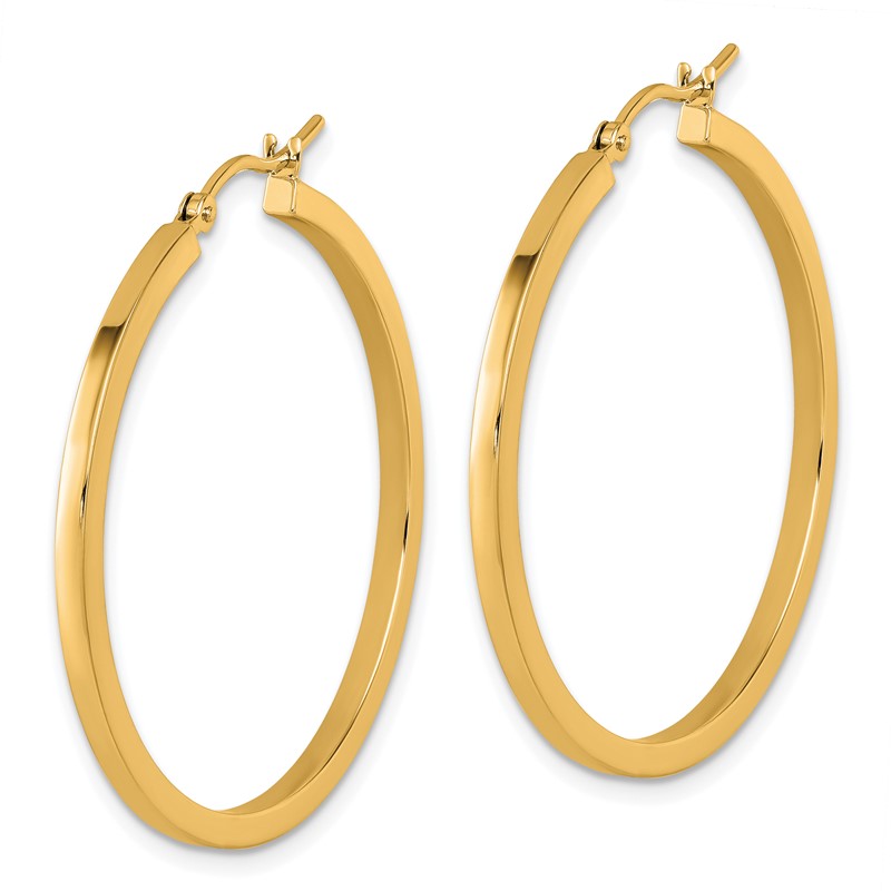 10k 2mm Square Tube Hoop Earrings