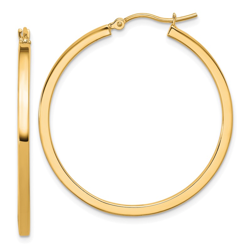 10k 2mm Square Tube Hoop Earrings