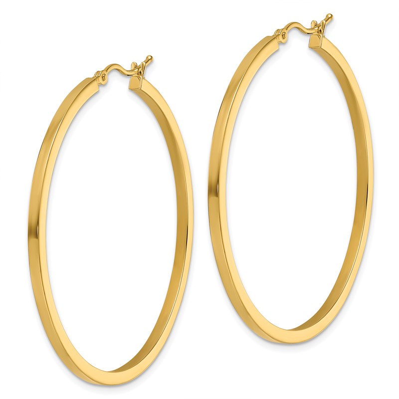 10k 2mm Square Tube Hoop Earrings