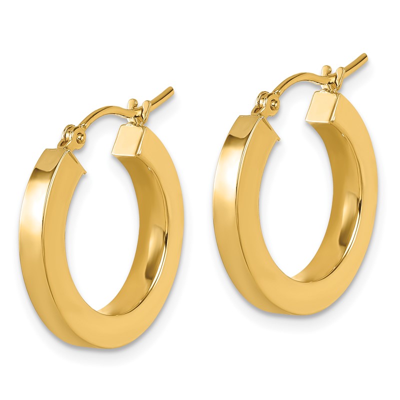10k 3mm Polished Square Hoop Earrings