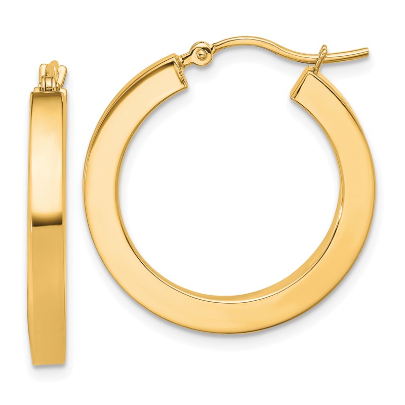 10k 3mm Polished Square Hoop Earrings