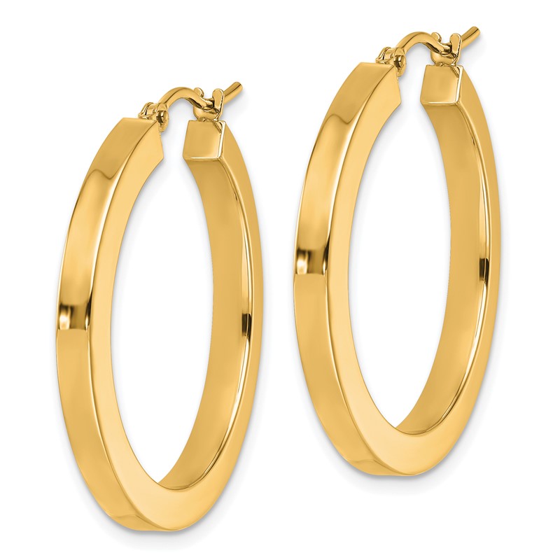 10k 3mm Polished Square Hoop Earrings