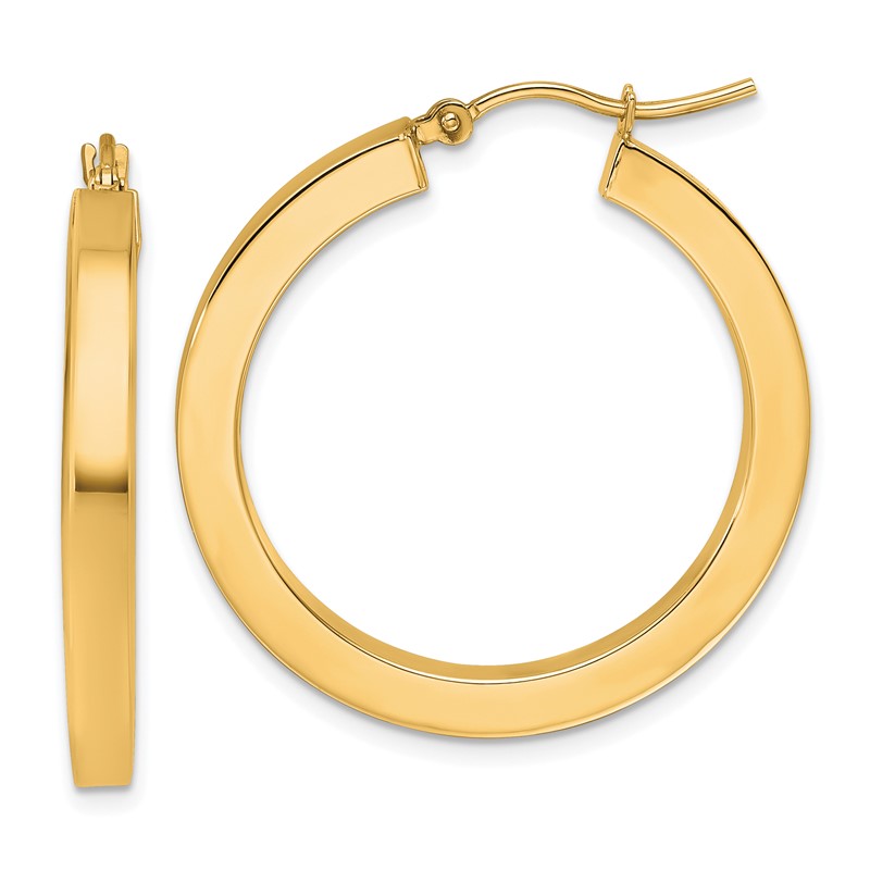 10k 3mm Polished Square Hoop Earrings