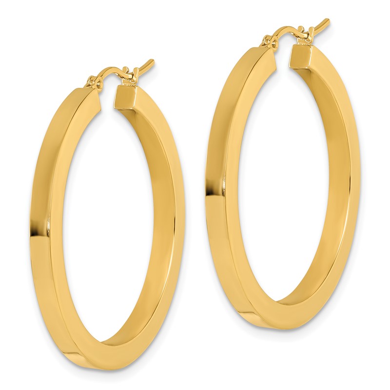 10k 3mm Polished Square Hoop Earrings