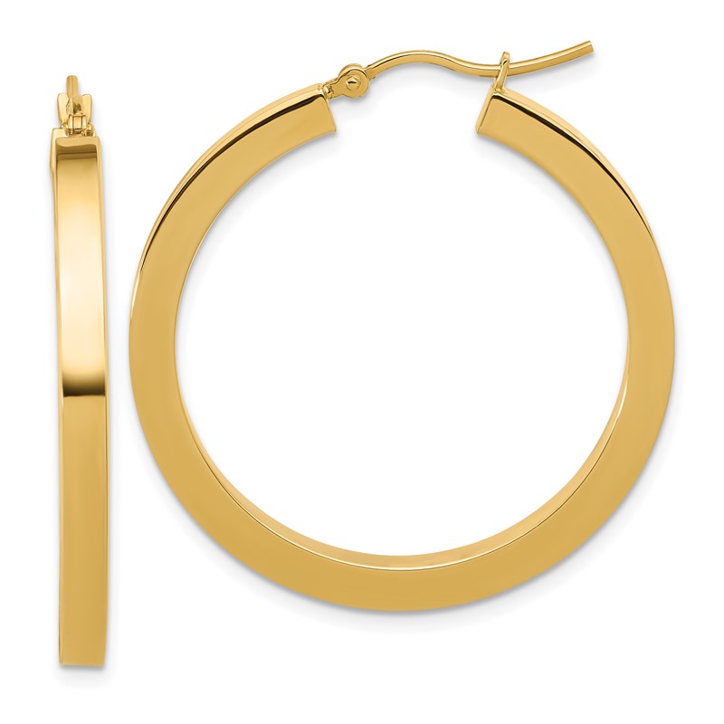 10k 3mm Polished Square Hoop Earrings