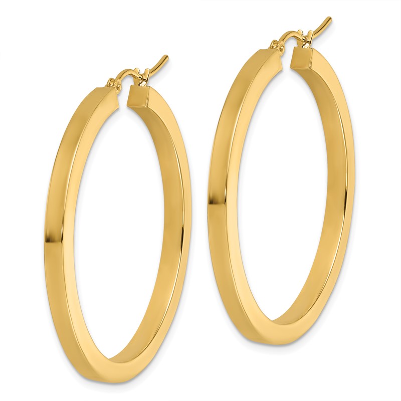 10k 3mm Polished Square Hoop Earrings