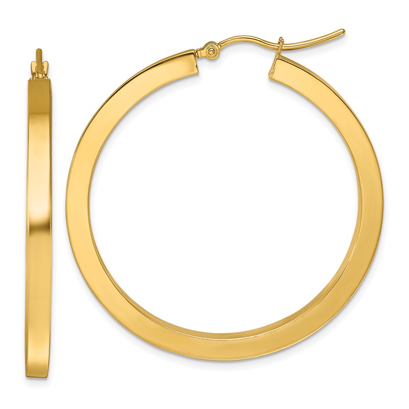 10k 3mm Polished Square Hoop Earrings