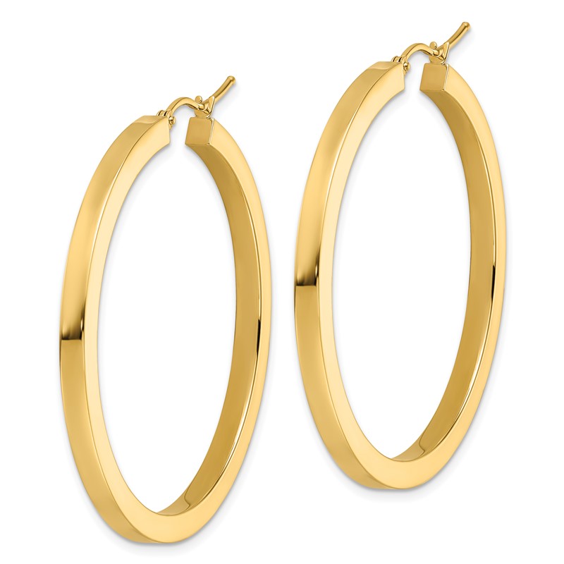 10k 3mm Polished Square Hoop Earrings