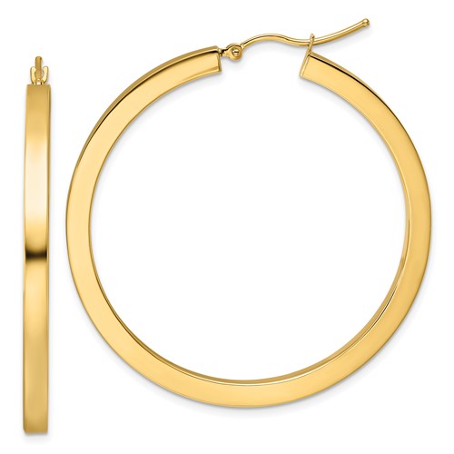 10k 3mm Polished Square Hoop Earrings
